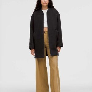 lululemon Women's Relaxed-Fit Zip-Front Wool Coat - Black - Medium - NWOT